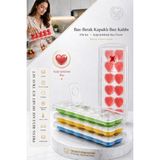 4'lü Set Kapaklı Silikon Buz Kalıbı | Bas-Bırak Kalp Model Pratik Buzluk Kab 721815 - Çok Renkli