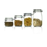 4'lü Set Korken Kavanoz Vakumlu Kilitli Cam Saklama Kavanozu 500 ml - 750 ml - 1000 ml - 1500 ml