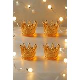 4'lü Set Kristal Taç Mumluk Gold
