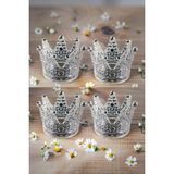 4'lü Set Kristal Taç Mumluk Şeffaf