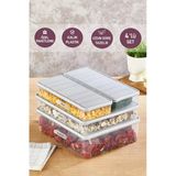 4'Lü Set Nora Organizer Buzdolabı Buzluk Düzenleyici Saklama Kabı( 1 Ad. 4 Lt. 1 Ad. 2,25 Lt. 2 Ad. 1 Lt.)