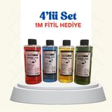 4’lü Set Sarı Kırmızı Mavi Yeşil Kandil Yağı Kokusuz Dumansız Iç Mekan Gaz Lambası Yakıtı 250 ml - Seçenek 1