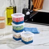 4’lü Set Silikon Tabanlı Dikdörtgen Saklama Kabı 550 ml, Derin Dondurucu ve Buzluk Uyumlu Difriz Kabı, Kapaklı Gıda Saklama Kutusu (Lacivert)