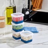 4’lü Set Silikon Tabanlı Dikdörtgen Saklama Kabı 550 ml, Derin Dondurucu ve Buzluk Uyumlu Difriz Kabı, Kapaklı Gıda Saklama Kutusu (Lacivert)