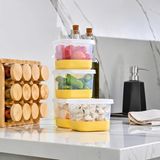 4’lü Set Silikon Tabanlı Dikdörtgen Saklama Kabı 550 ml, Derin Dondurucu ve Buzluk Uyumlu Difriz Kabı, Kapaklı Gıda Saklama Kutusu (Sarı)