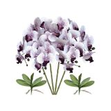 4lü Set Yapay Çiçek Beyaz Mor Çilli Islak Orkide Ve 2 Adet Orkide Yaprağı Gerçeksi Doku Uzun Dal 90cm
