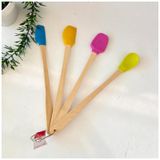 4'lü Silikon Metal Kancalı Set - Ahşap Saplı, Isıya Dayanıklı Spatula ve Mutfak Servis Seti