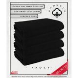 4'lü Siyah %100 Pamuk Havlu Yüz ve Fitness Havlu Seti - Hassas Ciltlere Özel 4 Adet 50 * 90 - 50 x 90 cm