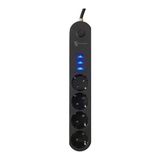 4lü Siyah Anahtarlı 3 USB Li Akım Korumalı Topraklı Çocuk Korumalı Grup Priz 2 Metre ( Lisinya )