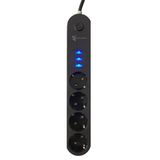 4'lü Siyah Anahtarlı 3 Usb Li Akım Korumalı Topraklı Çocuk Korumalı Grup Priz 2 Metre