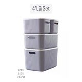 4'Lü Storage Set Dolap Içi Düzenleyici Kapaklı Saklama Kutusu 21,13,6 Lt Anaokulu Hobi Box