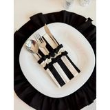4lü Stripe Keten 3 Bölmeli Çatal-Kaşık-Bıçak Kılıfı