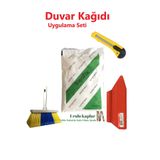 4'lü Süper Set Duvar Kağıdı Uygulama Seti YAPIŞTIRICISI-125 Gram Tutkal-Spatula-Plastik Fırça-Falçata