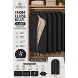 4'lü Takım Elbise Kılıfı 60x100 cm Çift Fermuarlı Gamboç Elbise Kılıfı Kıyafet Koruyucu Toz Geçirmez Dolap Düzenleyici