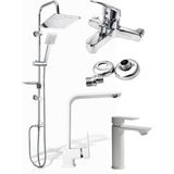 4lü Tüm Ev Batarya Seti Banyo - Mutfak -Lavabo Bataryası ve Duş Sistemi - Krom