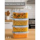4'lü Vakumlu Saklama Kabı Seti Hava Almaz Bpa Free Kilitlenebilir gıda Erzak Kabı 1,6 L - 1,6 lt - Beyaz