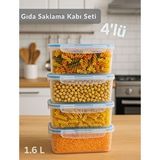 4'lü Vakumlu Saklama Kabı Seti Hava Almaz Bpa Free Kilitlenebilir gıda Erzak Kabı 1,6 L