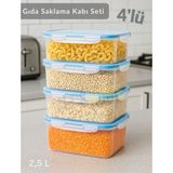 4'lü Vakumlu Saklama Kabı Seti Hava Almaz Bpa Free Kilitlenebilir gıda Erzak Kabı 2.5 L - 2,5 lt - Beyaz