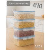 4'lü Vakumlu Saklama Kabı Seti Hava Almaz Bpa Free Kilitlenebilir gıda Erzak Kabı 3.25 l