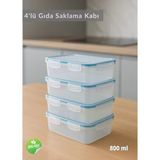 4'lü Vakumlu Saklama Kabı Seti Hava Almaz Bpa Free Kilitlenebilir gıda Erzak Kabı 800 ml