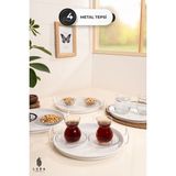 4'lü Vera Beyaz Metal Çay ve Kahve Sunum Tepsisi Seti - 25 cm Minimalist ve Şık Sunumlar