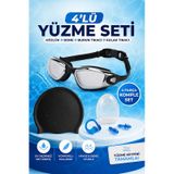 4'lü Yetişkin Aynalı Renkli Gözlük Yüzücü Seti Gri