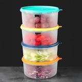 4'lü Yuvarlak Gıda Saklama Kabı Seti - Organizer Düzenleyici Erzak Kabı 4X1200ML Renkli