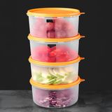 4'lü Yuvarlak Gıda Saklama Kabı Seti - Organizer Düzenleyici Erzak Kabı 4X1200ML Turuncu