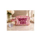 4nio Çizgili Summer Vibes-Nakışlı Kozmetik Çantası - Seyahat Organizer