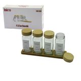 4Pcs Bambu Kapaklı Cam Tuzluk - Biberlik - Baharatlık 120Ml (2818)