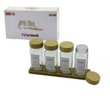 4Pcs Bambu Kapaklı Cam Tuzluk - Biberlik - Baharatlık 120Ml (Timya/Go1395) 199383