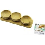 4pcs Çerezlik - Lokumluk Ahşap Bambu Tepsili Kase Seti 30X11CM (4887) - Renkli