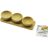 4pcs Çerezlik - Lokumluk Ahşap Bambu Tepsili Kase Seti 30X11CM (4940) - (No Color)