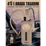 4'ü 1 Arada Akü Takviye Cihazı Dijital Lastik Şişirme Kompresörü 10000mAh Powerbank ve LED Fener - L