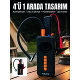 4'Ü 1 Arada Akü Takviye Cihazı Dijital Lastik Şişirme Kompresörü 10000Mah Powerbank Ve Led Fener