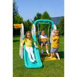 4’ü 1 Arada Çocuk Oyun Parkı – Kaydırak, Salıncak, Barfiks, Basket Potası (124X156X170 Cm) - Sarı - Yeşil