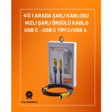 4'ü 1 Arada USB Hızlı Şarj ve Veri Kablosu – 65W Güç, Çoklu Bağlantı, 1.2m TKNDYM-UCZZZİKİLİŞARJKABLOSU