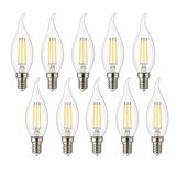 4W E14 Kıvrık LED Mum Ampul – 35W Eşdeğer, 3000K Günışığı, 400 Lümen, 220-240V, Şeffaf Cam Filament, 10’lu Paket