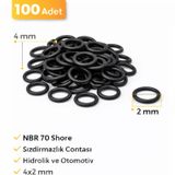 4x2 Mm Nbr 70 Shore O-ring Sızdırmazlık Contası Oring 100 Adet 4x2