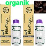 5.00 Açık Kahve BioMagic Organik İçerikli Amonyaksız Kalıcı Saç Boyası (2 Boya+ 2 Oksidan)