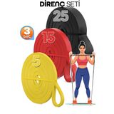 5 + 15 + 25 Kg 3'Lü Set Barfiks Lastiği Gym Resistance Band Antrenman Kas Geliştirme Bandı