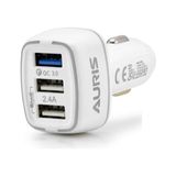 5.4A 3 Port USB Girişli Oto Çakmaklık Araç Şarjı Hızlı Şarj Cihazı 30W Beyaz