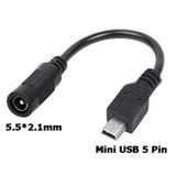 5.5 2.1Mm To Mini Usb 5 Pin Soket Çevirici Power Adaptör Kablosu