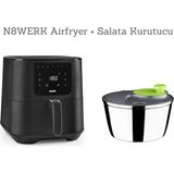 5.5l Sıcak Hava Fritözü ve Salata Kurutucu, Siyah Renkli Sağlıklı Pişirme Seti - Ahşap