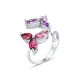 5.70 Karat Ametist Rhodolite Yüzük, Doğal Taş, Sertifikalı Mücevher, Beyaz Altın