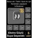 5 Ad. Ekstra Güçlü Kendinden Yapışkanlı Iz Bırakmaz Suya Dayanıklı Banyo Rafı Tablo Ayna Askı Kanca - Şeffaf - Diğer