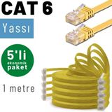 5 Adet 1 Metre Irenıs Cat6 Kablo Yassı Ethernet Network Lan Ağ Kablosu