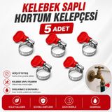 [5 ADET] 10X16 Mm Kelebek Saplı Hortum Kelepçesi Vidalı Paslanmaz Çelik Ayarlanabilir Boru Klipsi