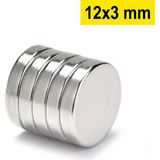 5 Adet 12MM x 3mm Güçlü Yuvarlak Neodyum Mıknatıs Magnet - 0 - Gümüş