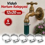 [5 Adet] 12X20 Mm Hortum Kelepçesi Vidalı Paslanmaz Çelik Ayarlanabilir Boru Metal Kelepçe Klips